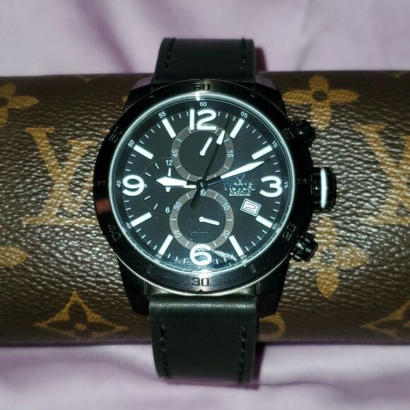 Victory Instruments V-Nomad Chronograph Black/White Leather Men's Casual‎ Watch - Picture 1 of 11
